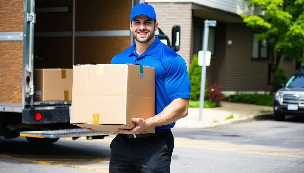 Professional courier delivering a package in Allentown, PA Professional courier delivering a package in Allentown, PA